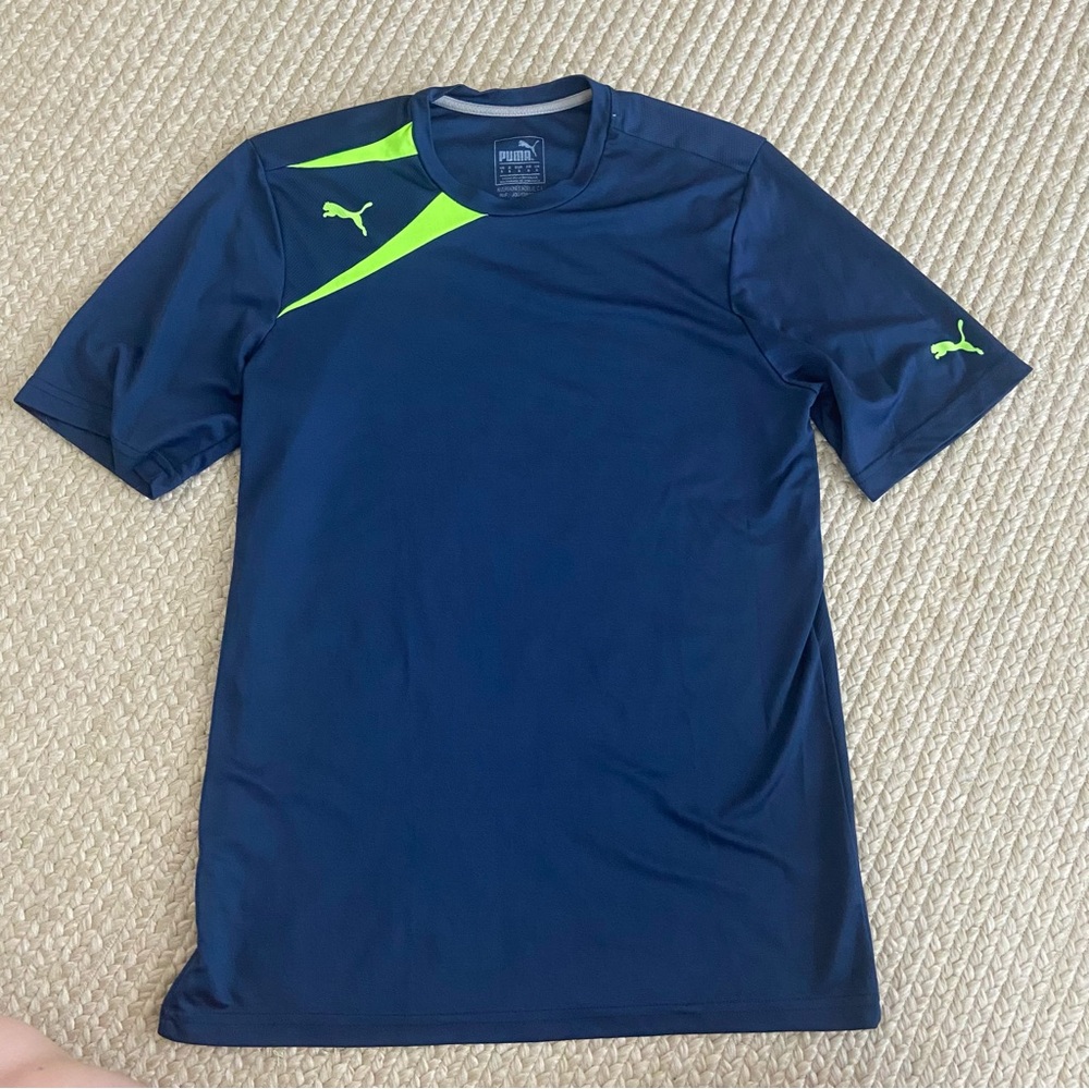 Puma Navy and Neon Green Athletic T-Shirt
